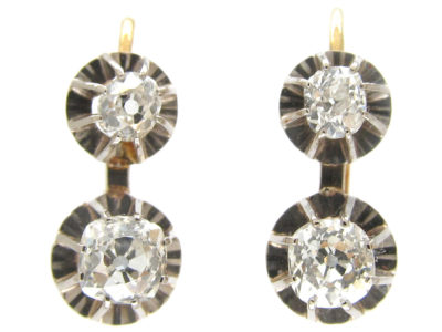 Two Stone Diamond Drop Earrings