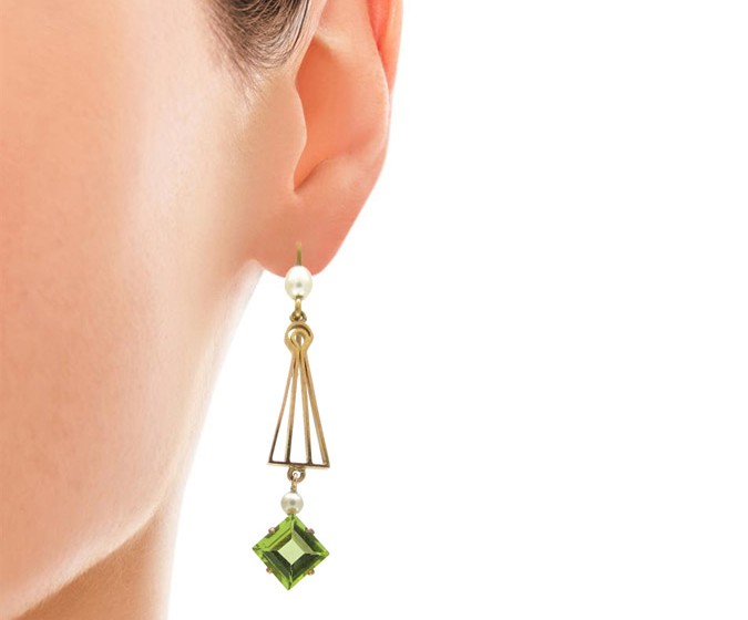 Peridot & Pearl Drop Earrings