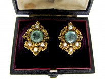 Georgian Emerald & Natural Split Pearl Earrings