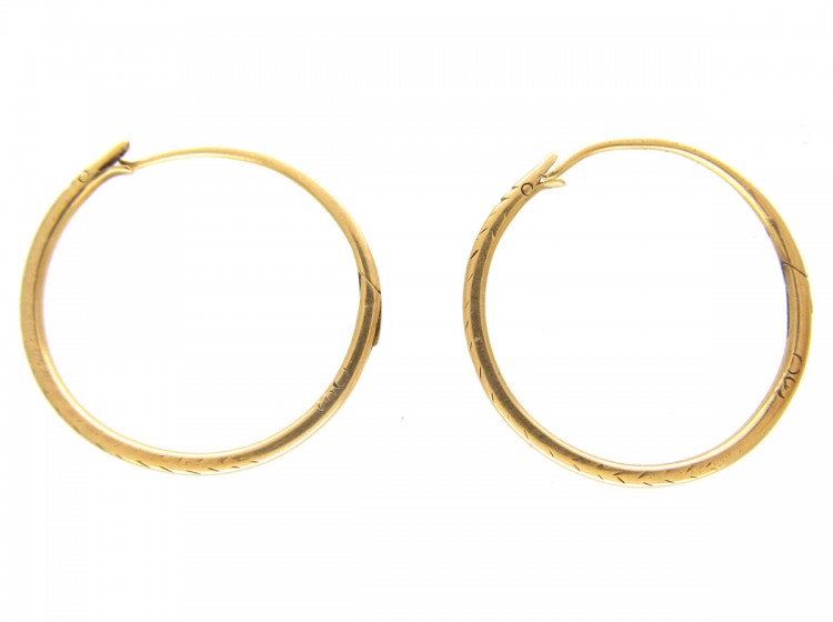 Georgian 18ct Gold Hoop Snake Earrings