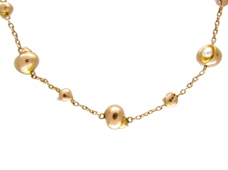 9ct Gold & Natural Pearl Shell Necklace