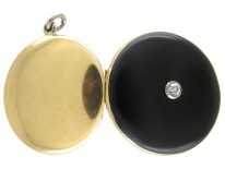 Diamond & Black Enamel 18ct Gold Art Deco Locket
