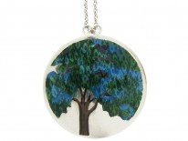 Silver Enamel Tree Pendant on Chain