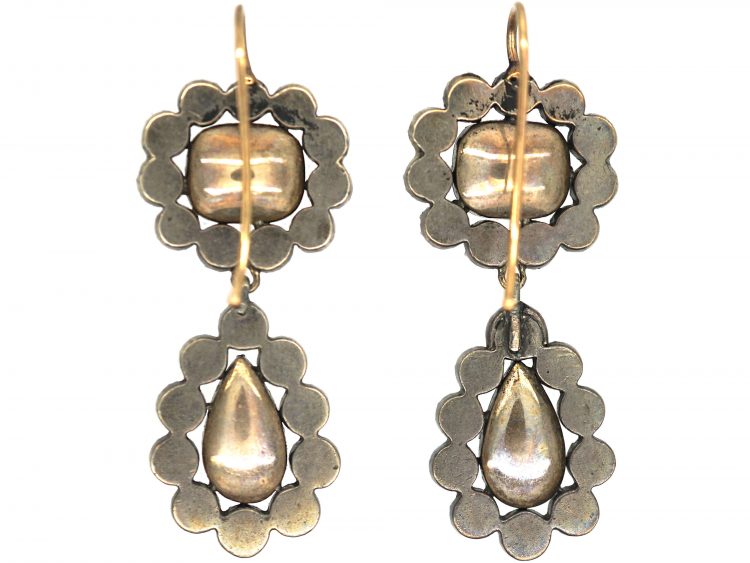 Georgian Paste Silver ​& Gold Drop Earrings