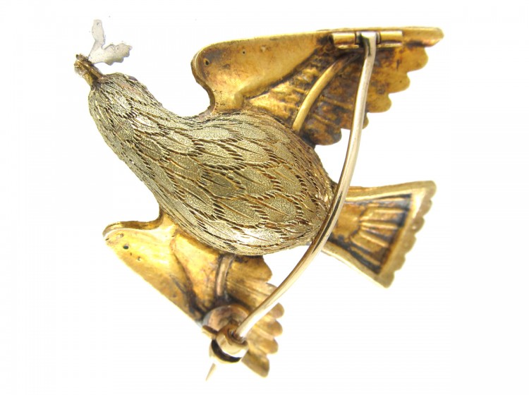 Three Colour Gold & Turquoise Regency Dove Brooch