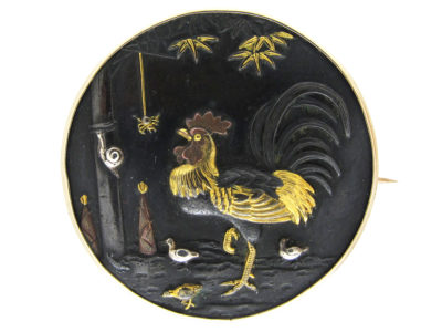 Japanese Shakudo Brooch