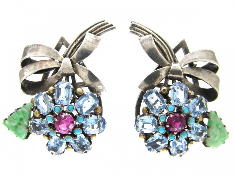 Pair of Silver Flower Clips by Dore Nossiter