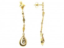 Austrian 14ct Gold & Diamond Edwardian Drop Earrings