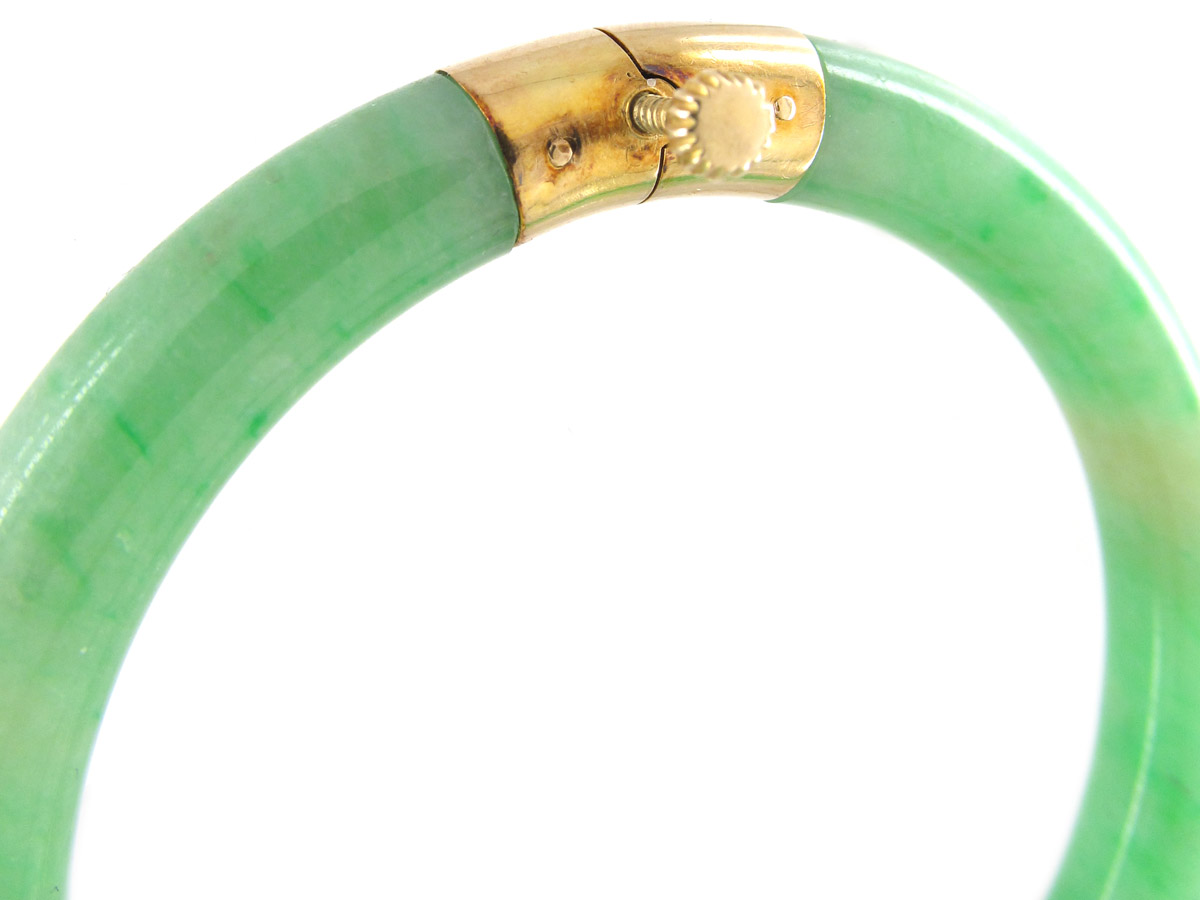 Jade & 18ct Gold Bangle (566E) | The Antique Jewellery Company