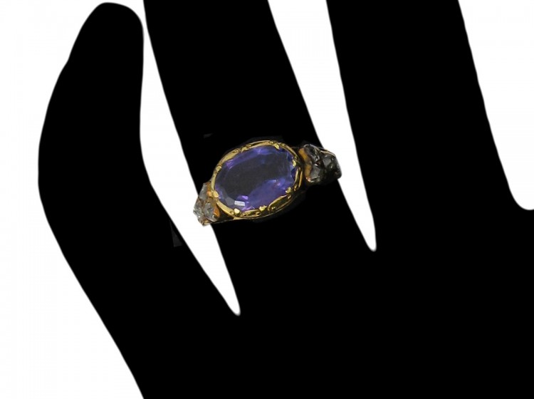 Sapphire & Rose Diamond Georgian Ring