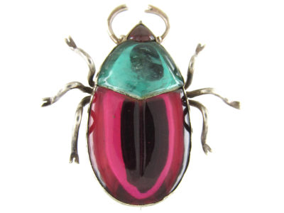Georgian Silver & Crystal Beetle Brooch