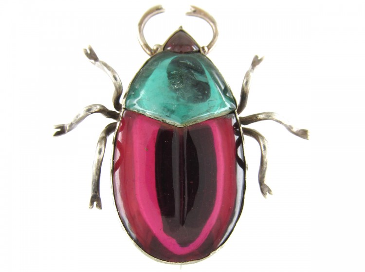Georgian Silver & Crystal Beetle Brooch
