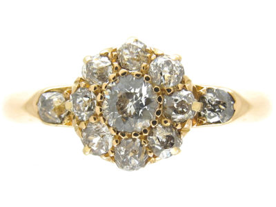 Victorian 18ct Gold & Diamond Cluster Ring