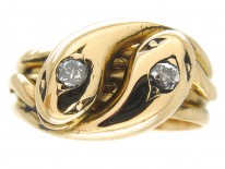 Victorian Diamond Set Double Snake Ring