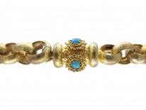 Georgian Pinchbeck Chain with Turquoise Set Clasp