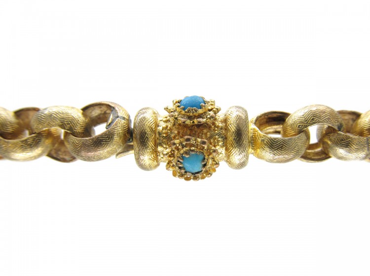 Georgian Pinchbeck Chain with Turquoise Set Clasp