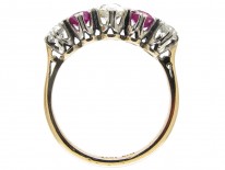 Art Deco Diamond & Ruby Five Stone Ring