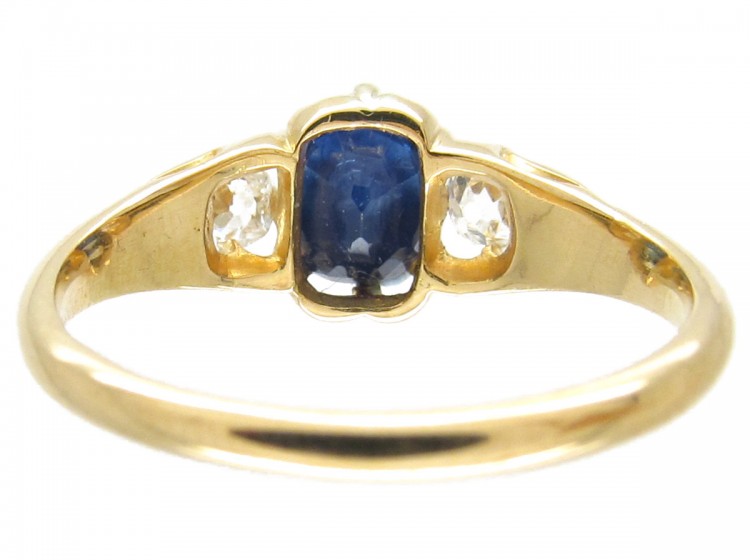 Sapphire & Diamond Three Stone Victorian Ring