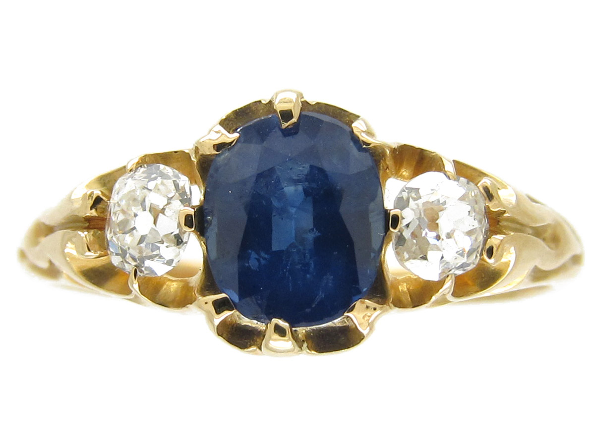 Sapphire & Diamond Three Stone Victorian Ring (791E) | The Antique ...