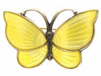 Small Silver Yellow Enamel Butterfly Brooch