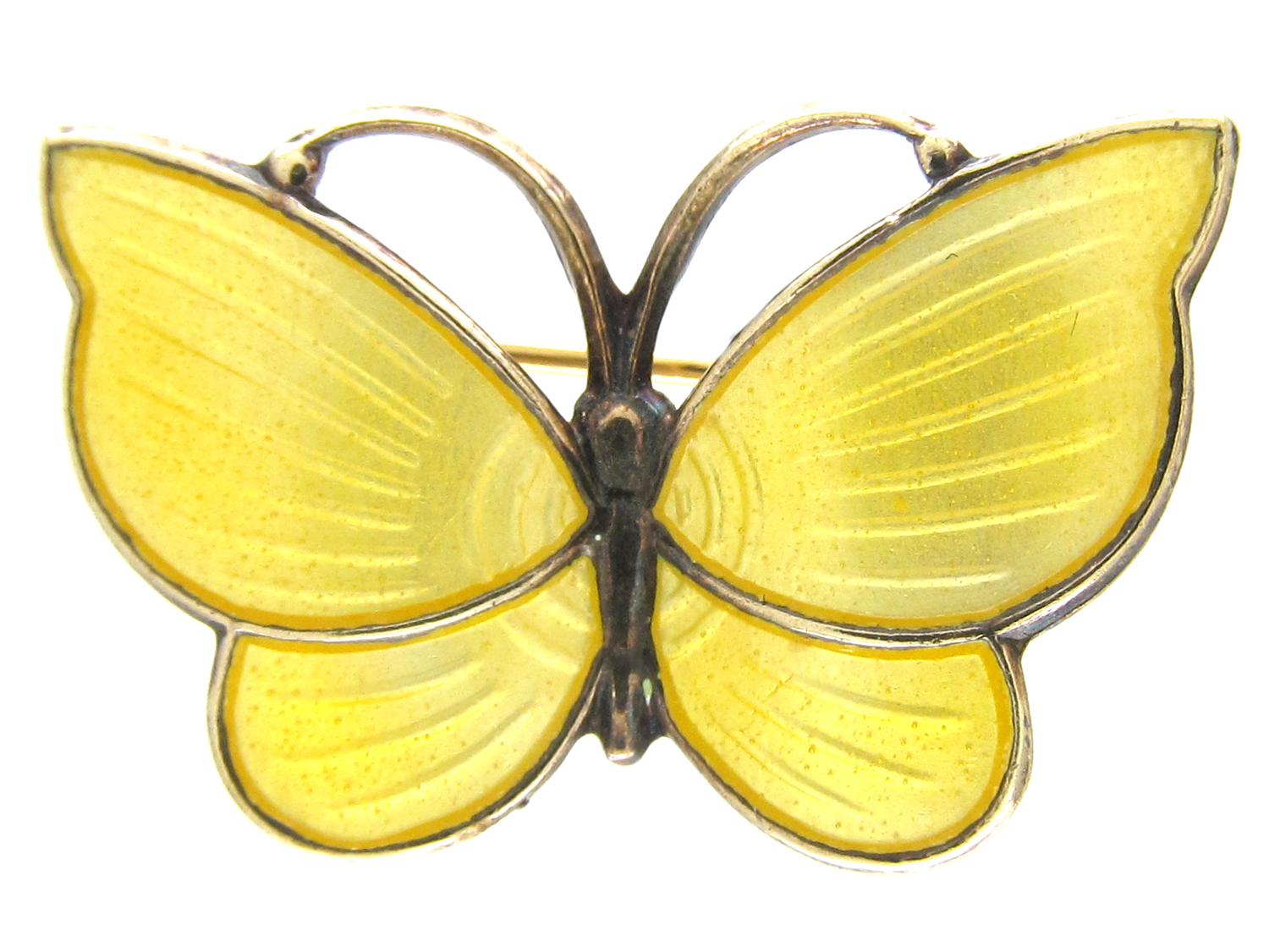 Signed Sterling Silver sale & Yellow Enamel Butterfly Brooch