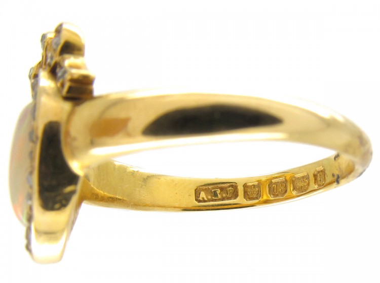 Victorian Heart Shaped Opal & Diamond Ring