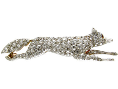 Diamond Set Edwardian Fox Brooch