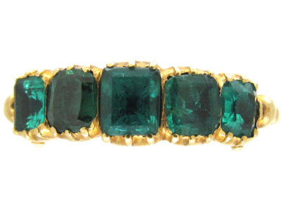 Georgian Emerald & 18ct Gold Five Stone Ring