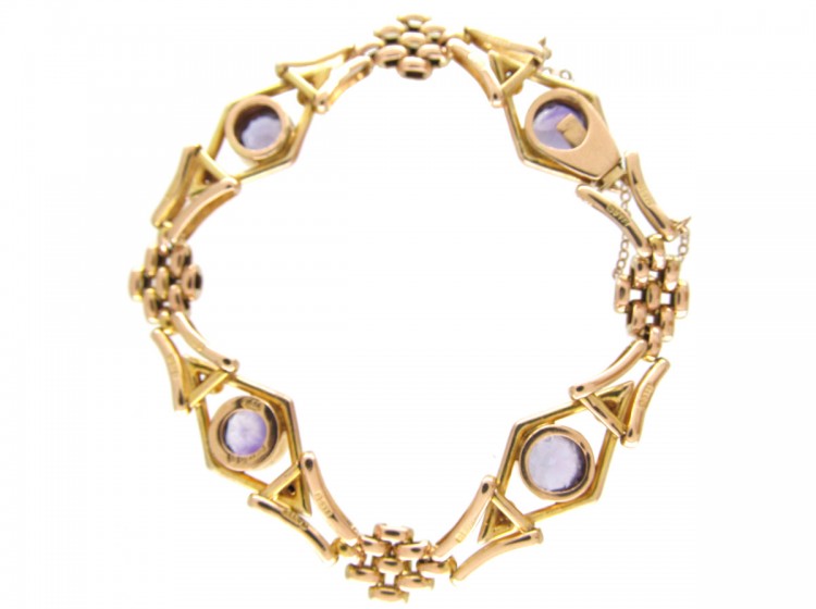 Edwardian Amethyst 9ct Gold Gate Bracelet