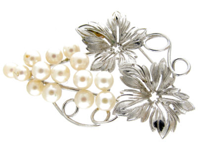 Silver & Pearl Grapes Brooch