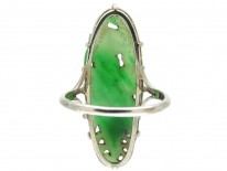 Art Deco Carved Jade 18ct White Gold Ring