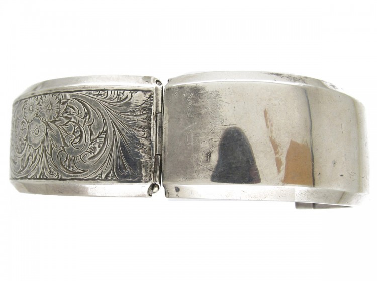 Victorian Engraved Silver Bangle