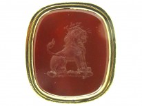 18ct Gold & Carnelian Seal with Lion Intaglio