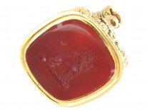 18ct Gold & Carnelian Seal with Lion Intaglio
