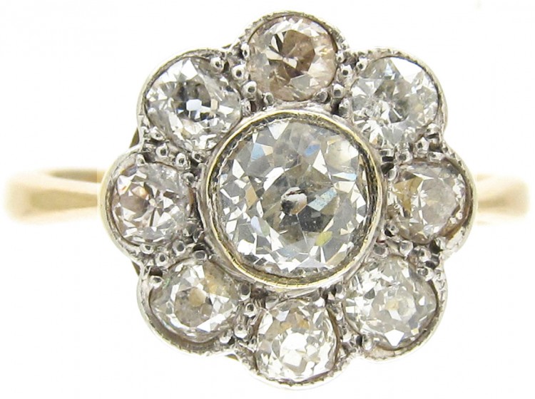Edwardian Daisy Diamond Cluster Ring