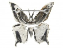 Silver Enamel & Marcasite Butterfly Brooch