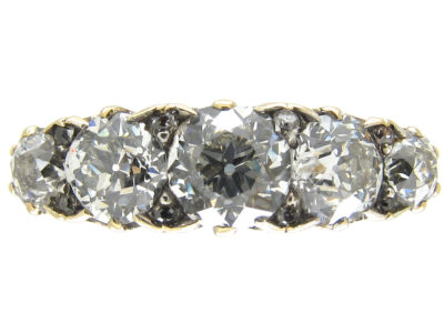 Victorian Five Stone Diamond Half Hoop Ring