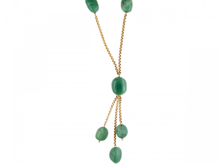 9ct Gold Aventurine Beads Necklace