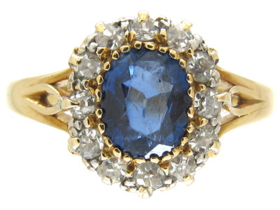 Edwardian Sapphire & Diamond Cluster Ring