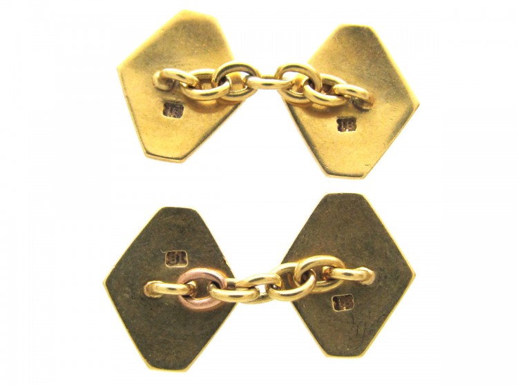 Art Deco Gold & Enamel Diamond-Shaped Cufflinks