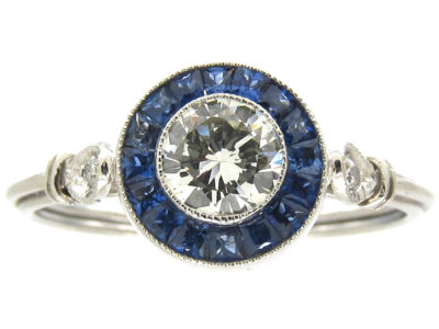 Art Deco Sapphire & Diamond Target Cluster Ring