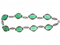 Silver, Chalcedony & Marcasite Art Deco Necklace