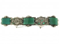 Art Deco Chalcedony & Marcasite Silver Bracelet