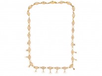 Victorian Split Seed Pearl & 15ct Gold Festoon Necklace