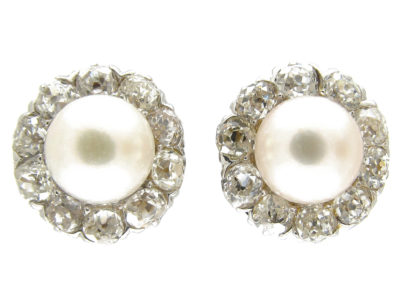 Diamond & Natural Pearl Earrings
