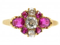 Ruby & Diamond Edwardian Cluster Ring