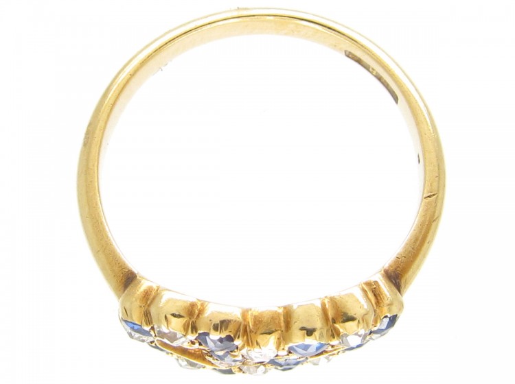 Edwardian 18ct Gold Intertwined Sapphire & Diamond Hearts Ring