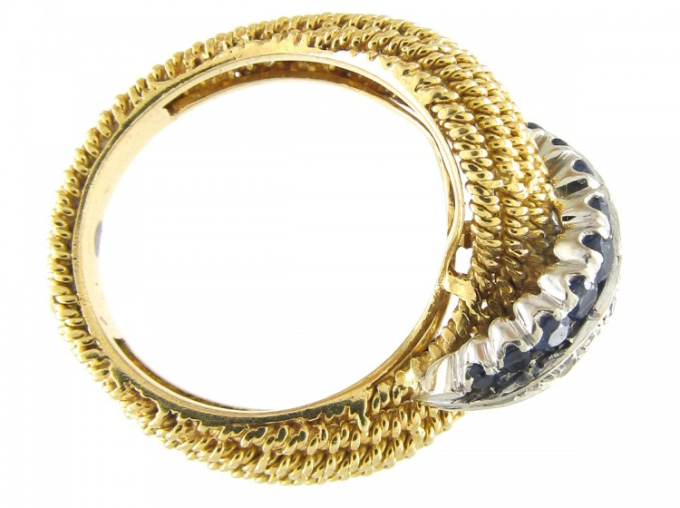 1950s Sapphire & Diamond Twist 18ct Gold Ring