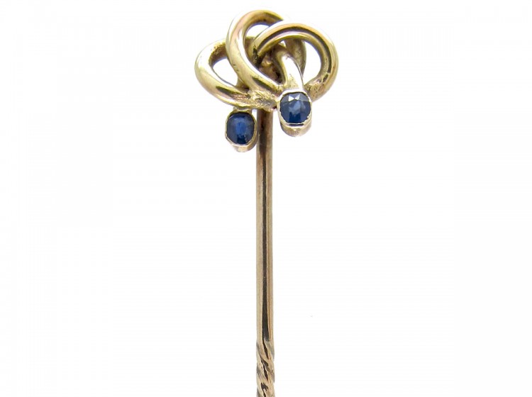 Art Nouveau Cabochon Sapphire & Gold Stickpin