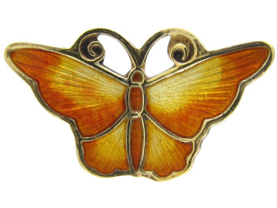 Yellow Enamel Butterfly by David Andersen